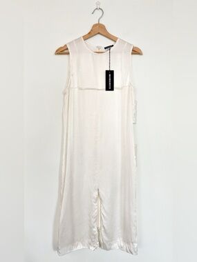 Ann Demeulemeester || Siren Dress Zip Slit Silky Cream Ivory 38 NWT